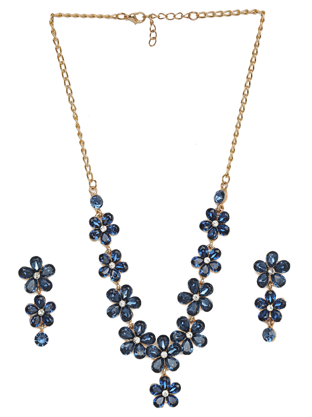 YouBella Jewellery Sets for Women Crystal Necklace Jewellery Set with Earrings for Girls/Women (Blue)