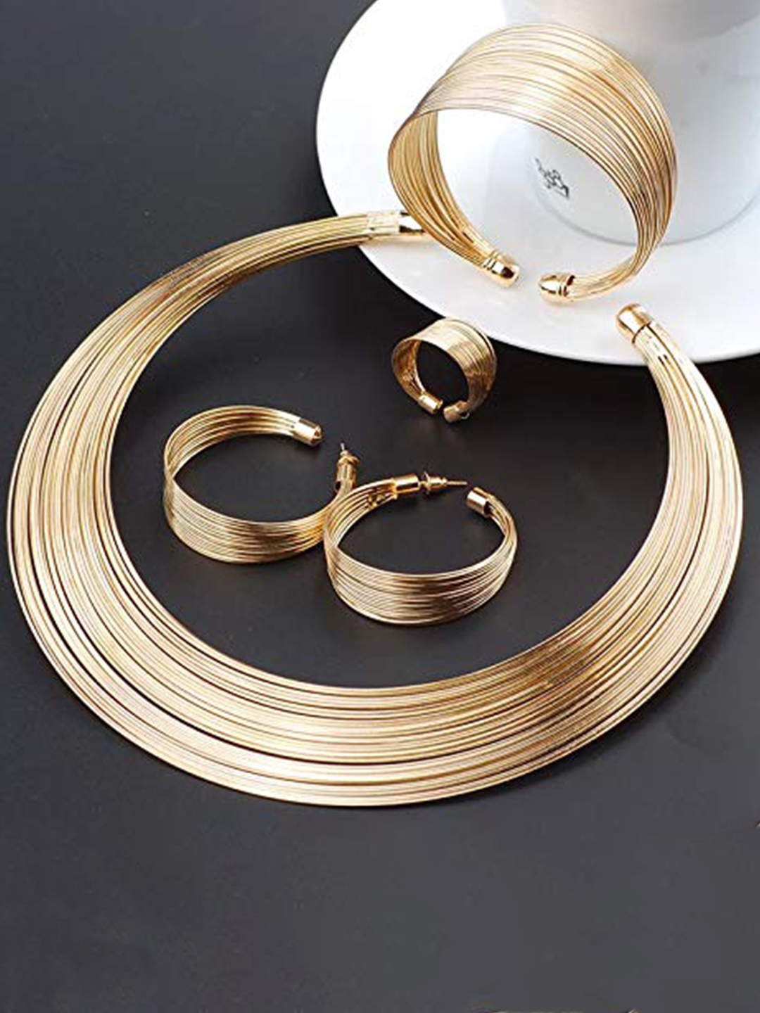 YouBella Women FashionsGold-Plated Chokar Necklace With Bracelet and Eaarrings or Ring combo Jewellery Set
