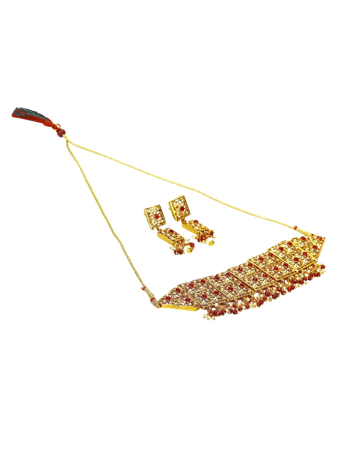 YouBella Stylish Jewellery Necklace Set Gold Plated Jewellery Set for Women (Golden) (YBNK_5775)
