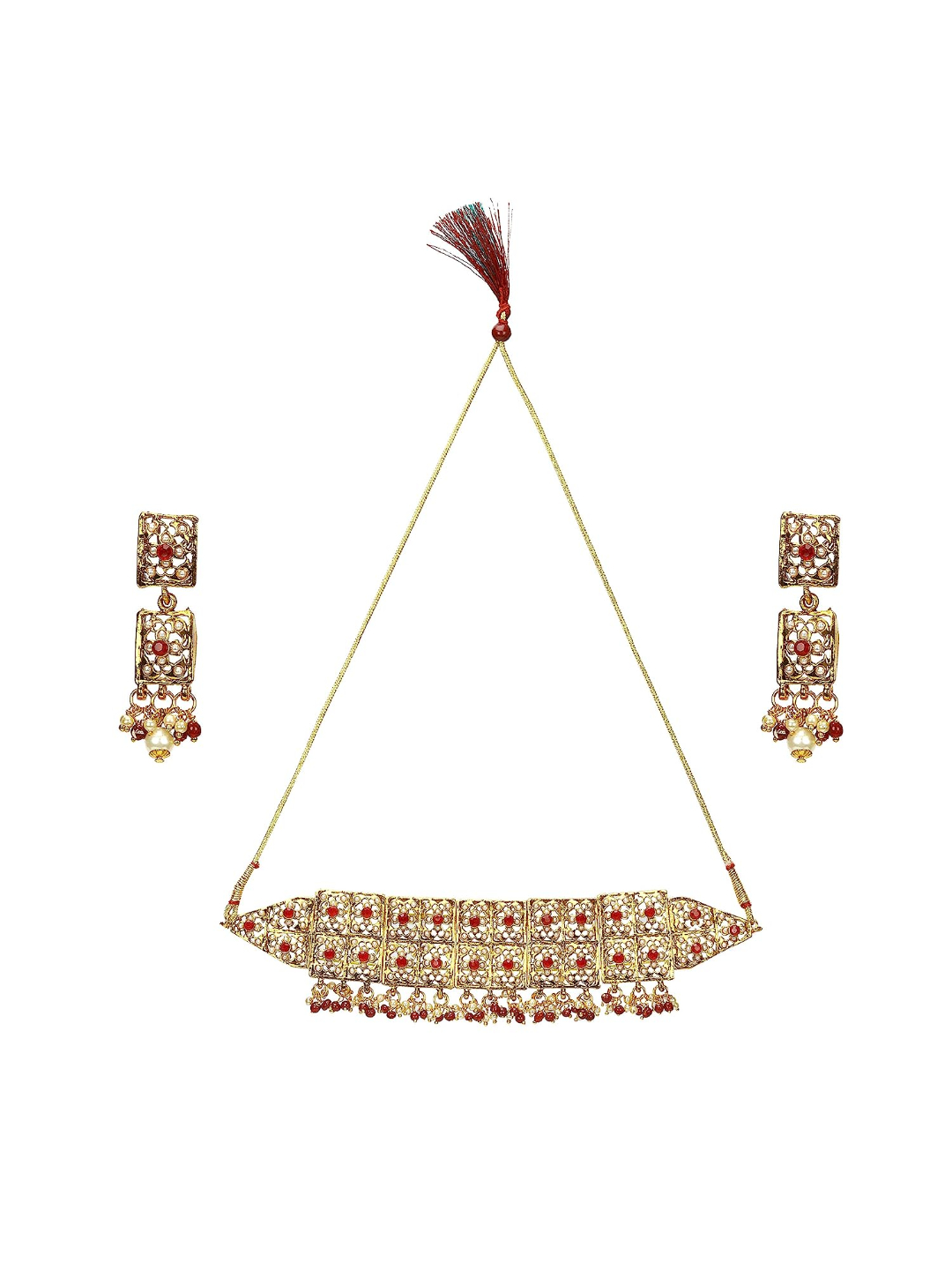 YouBella Stylish Jewellery Necklace Set Gold Plated Jewellery Set for Women (Golden) (YBNK_5775)