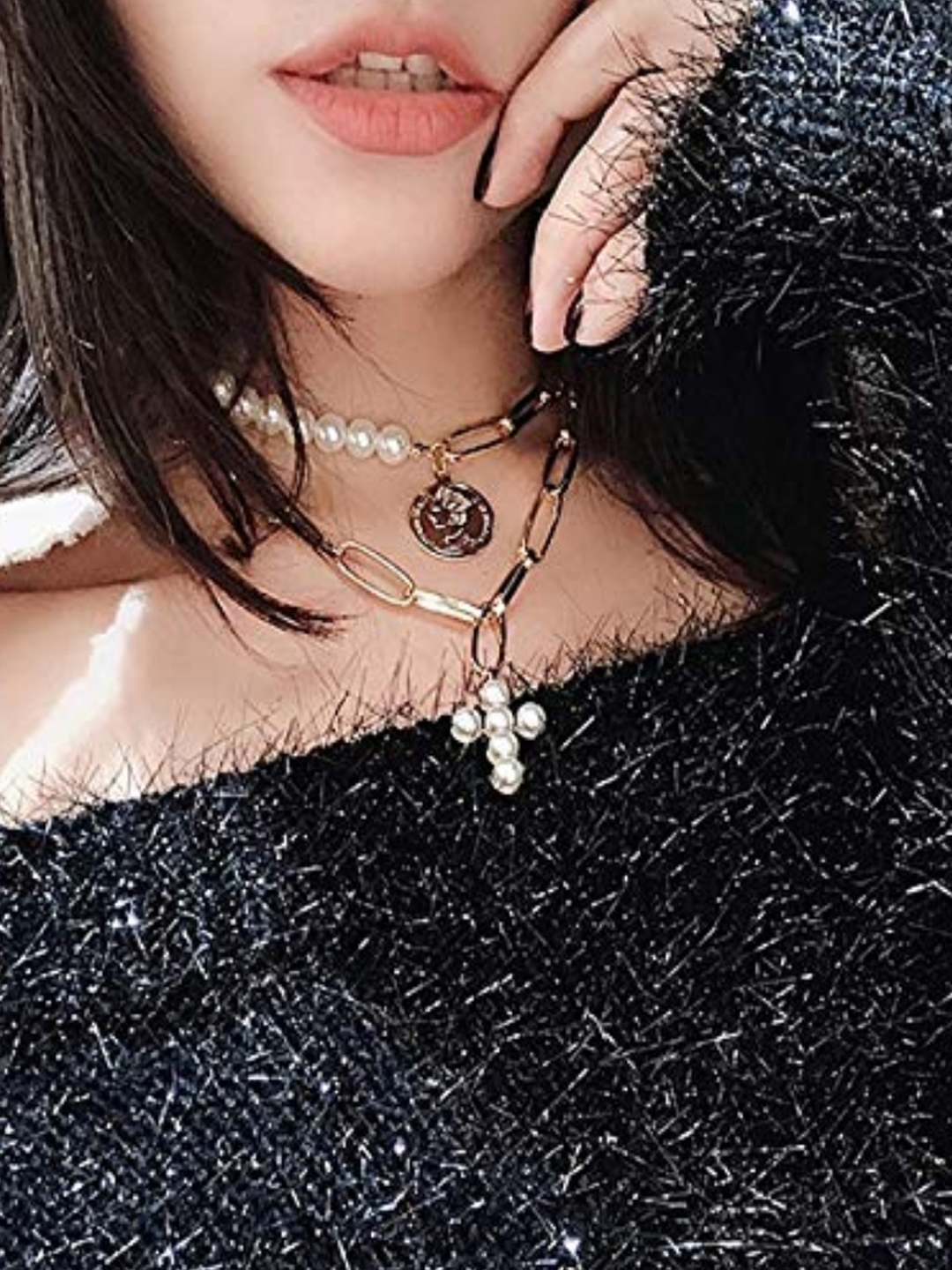 YouBella Stylish Latest Design Trendy Multi Layer Necklace Jewellery Gold Plated Multi Strand for Women (Golden) (YBNK_5786)