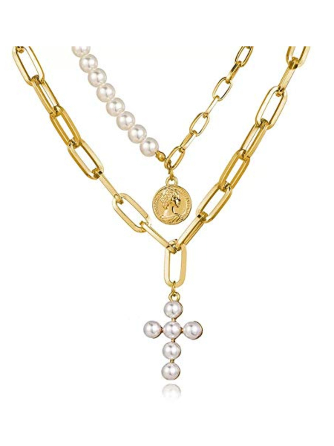 YouBella Stylish Latest Design Trendy Multi Layer Necklace Jewellery Gold Plated Multi Strand for Women (Golden) (YBNK_5786)