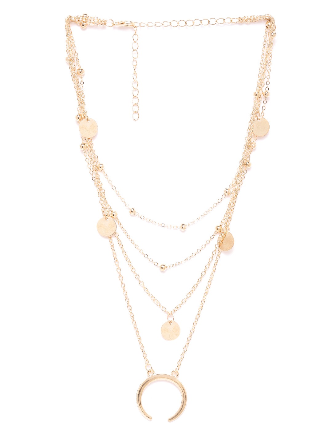 YouBella Stylish Latest Design Trendy Multi Layer Necklace Jewellery Gold Plated Multi Strand for Women (Golden) (YBNK_5787)