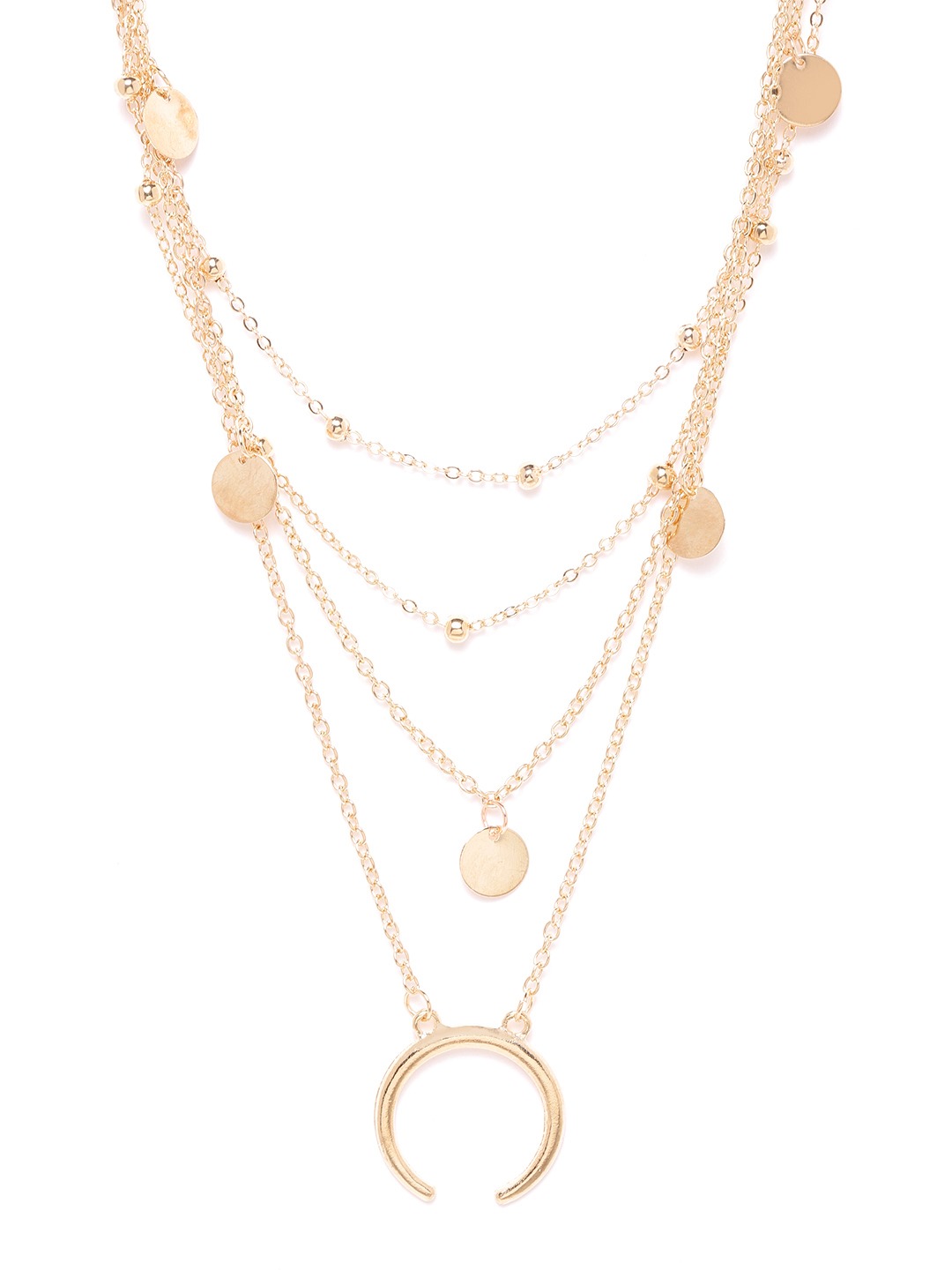 YouBella Stylish Latest Design Trendy Multi Layer Necklace Jewellery Gold Plated Multi Strand for Women (Golden) (YBNK_5787)
