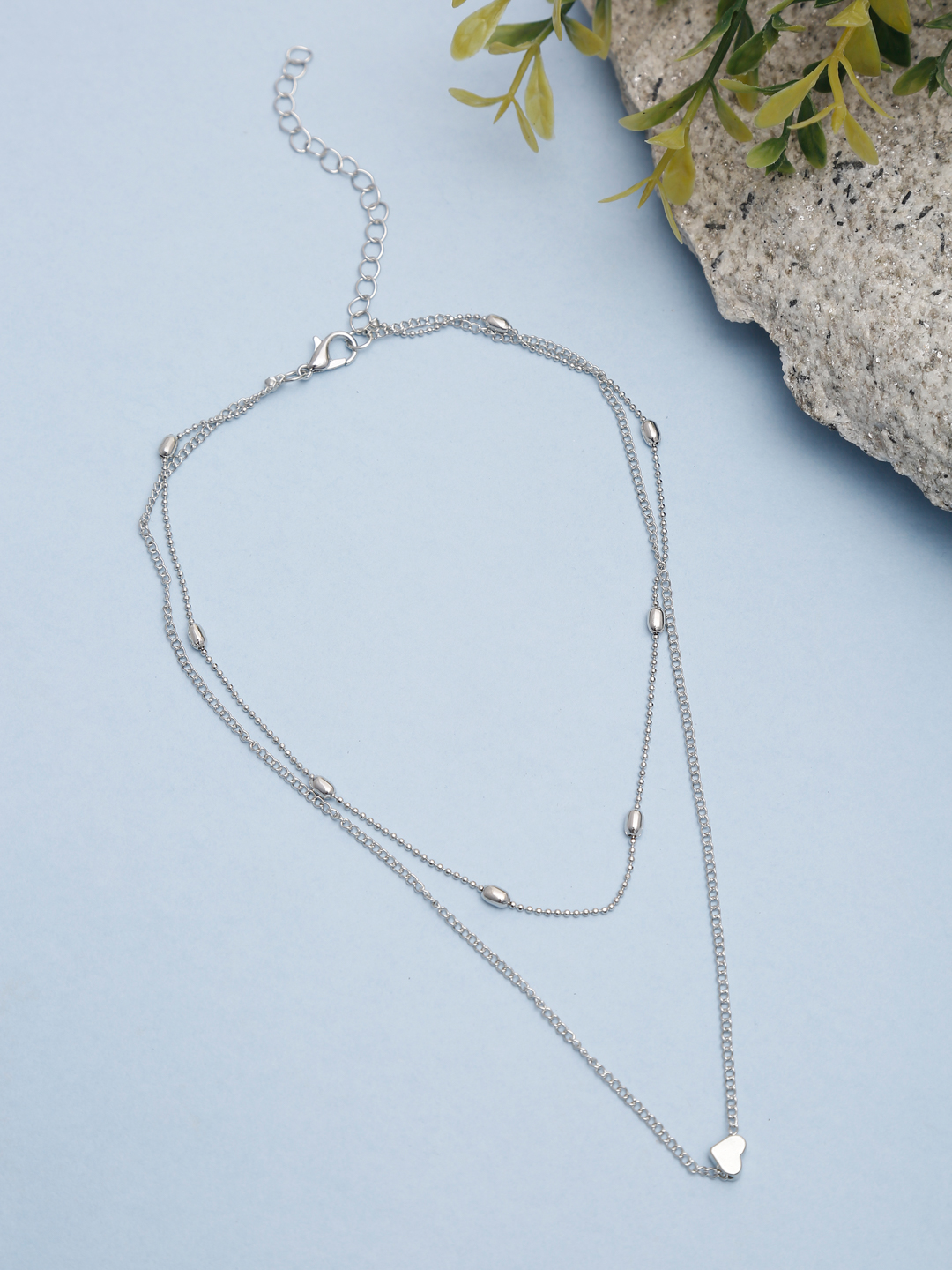 YouBella Stylish Trendy Multi Layer Jewellery Silver Plated Multi Strand Necklace for Women
