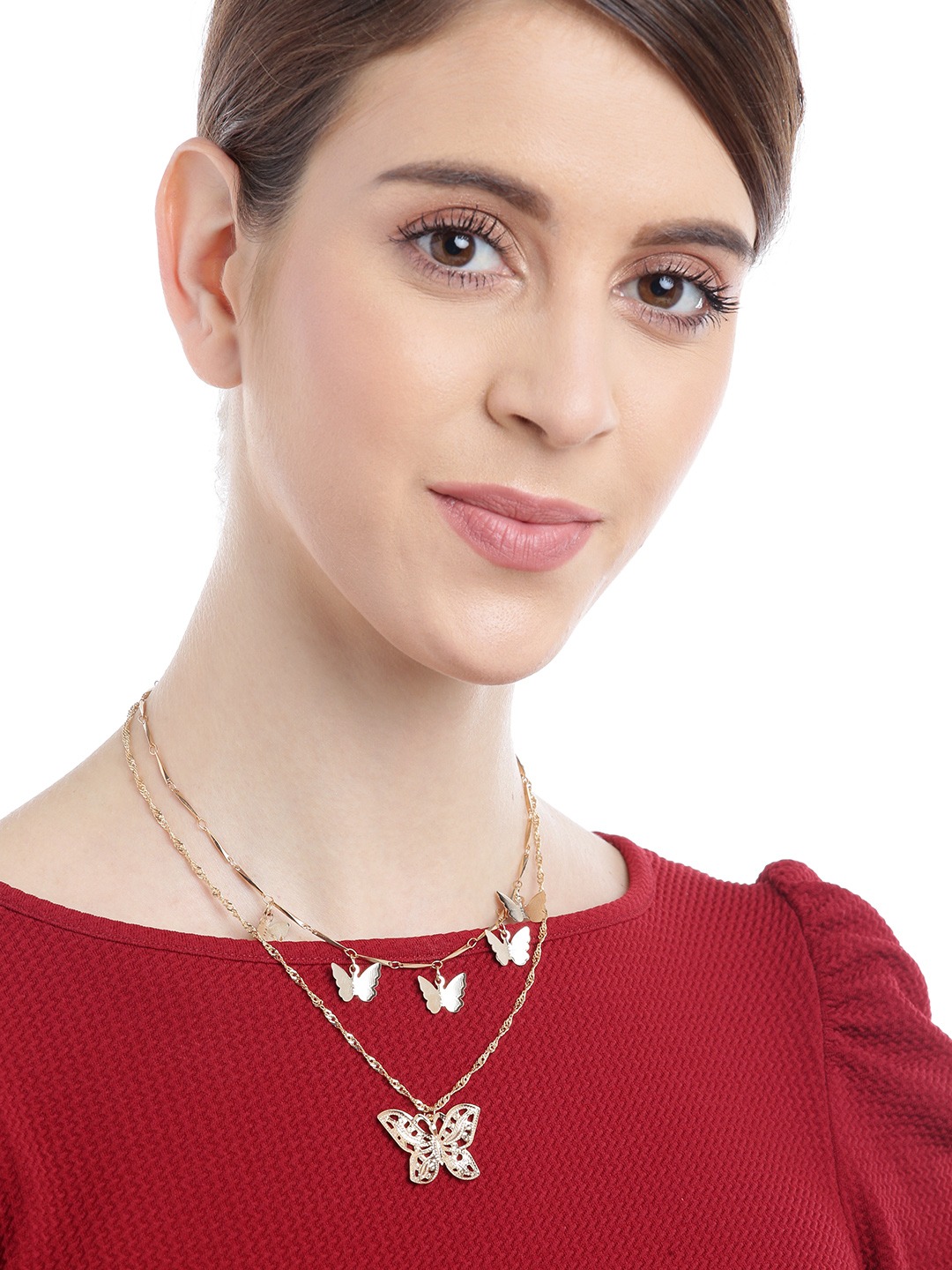 YouBella Stylish Trendy Multi Layer Necklace Jewellery Gold Plated Multi Strand for Women (YBNK_5795, Golden)
