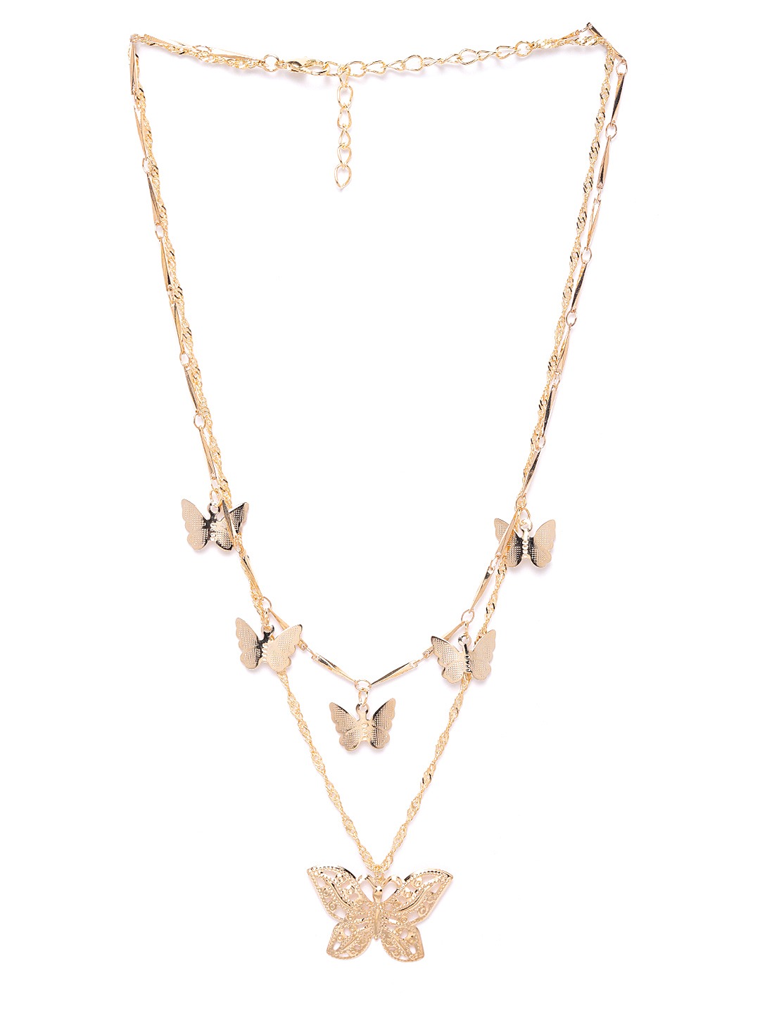 YouBella Stylish Trendy Multi Layer Necklace Jewellery Gold Plated Multi Strand for Women (YBNK_5795, Golden)