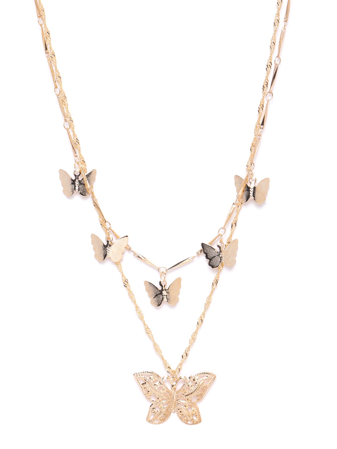 YouBella Stylish Trendy Multi Layer Necklace Jewellery Gold Plated Multi Strand for Women (YBNK_5795, Golden)