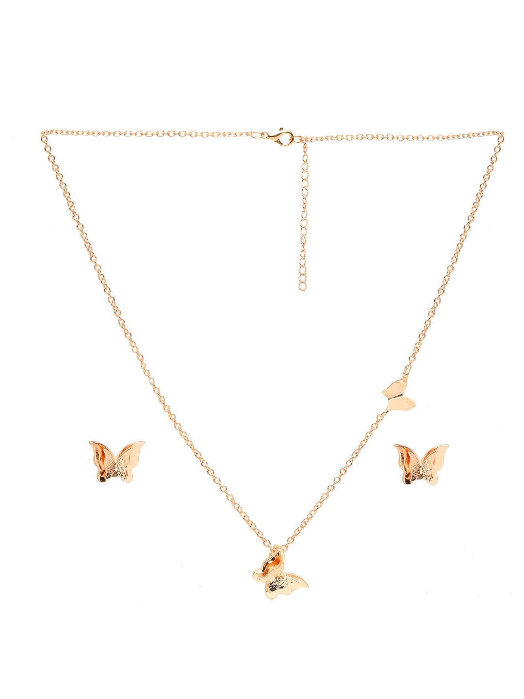 YouBella Jewellery Butterfly Shape Necklace With Earrings for Girls and Women (Rose Gold)