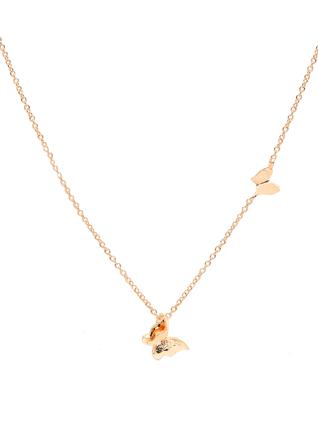 YouBella Jewellery Butterfly Shape Necklace With Earrings for Girls and Women (Rose Gold)