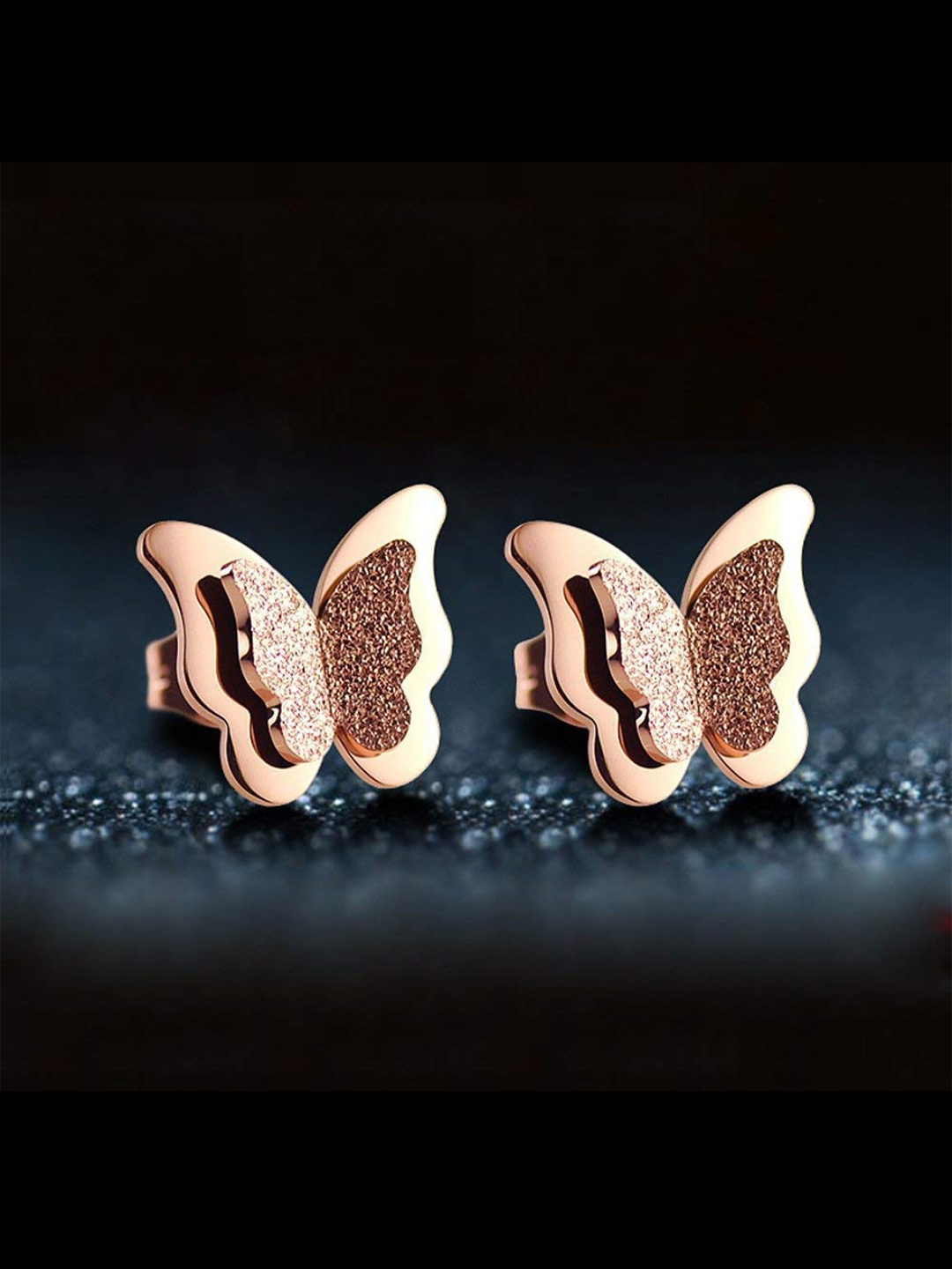 YouBella Jewellery Butterfly Shape Necklace With Earrings and Ring for Girls and Women (Rose Gold)