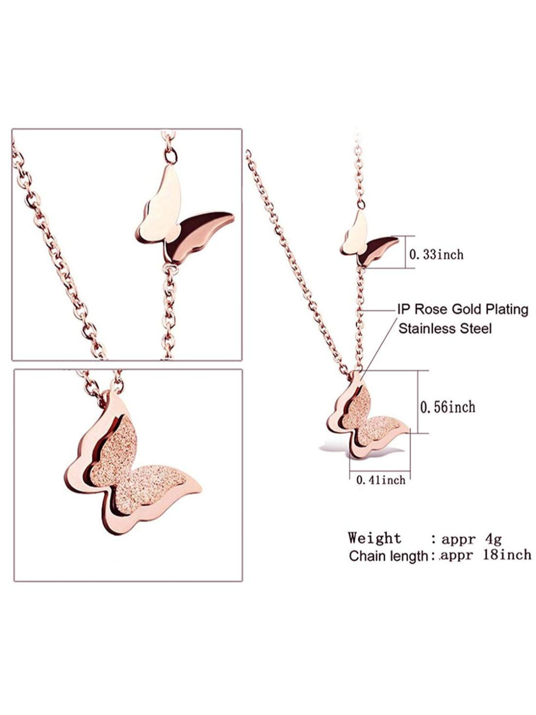 YouBella Jewellery Butterfly Shape Necklace With Earrings and Ring for Girls and Women (Rose Gold)