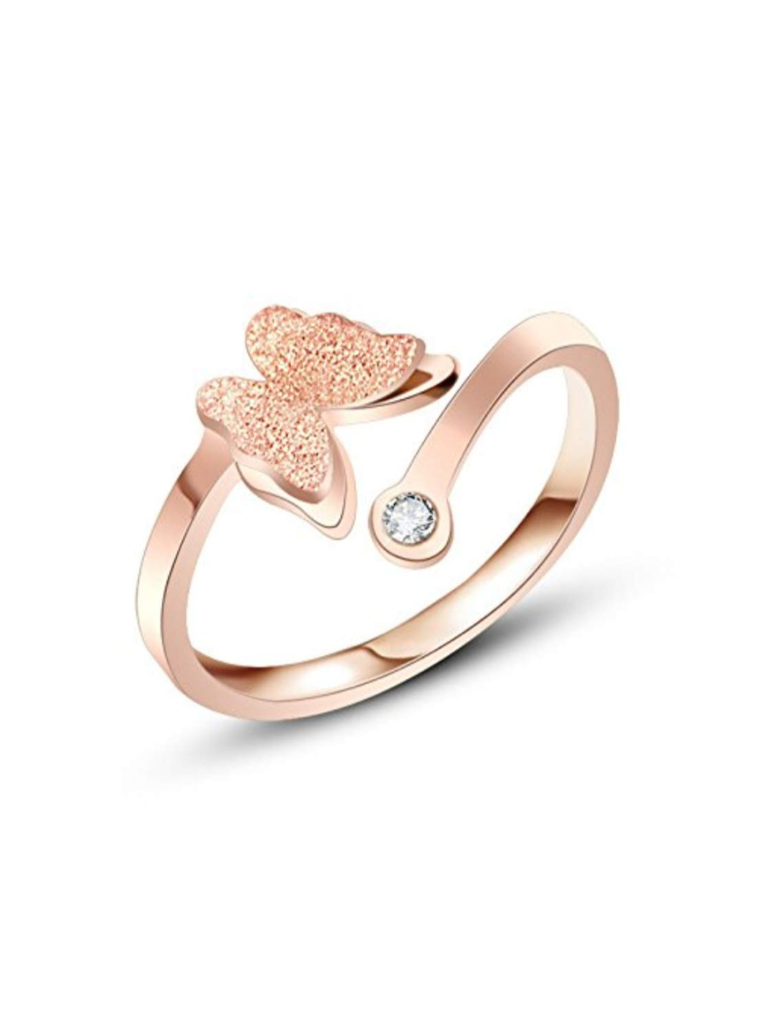 YouBella Jewellery Butterfly Shape Necklace With Earrings and Ring for Girls and Women (Rose Gold)