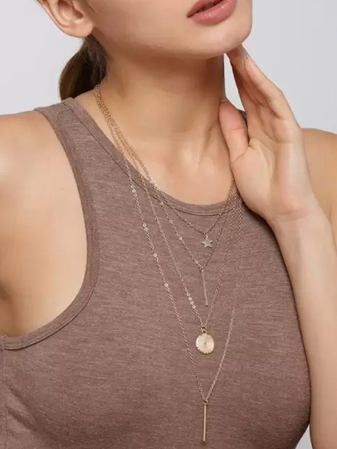 YouBella Valentine Gift Jewellery Multi Layered Gold Plated Necklace for Women/Girls