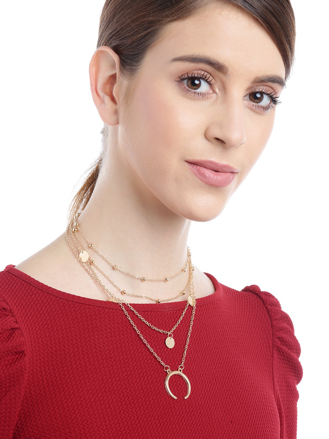 YouBella Stylish Jewellery Layered Gold Plated Multi Strand Necklace for Women (Golden, YBNK_5799)