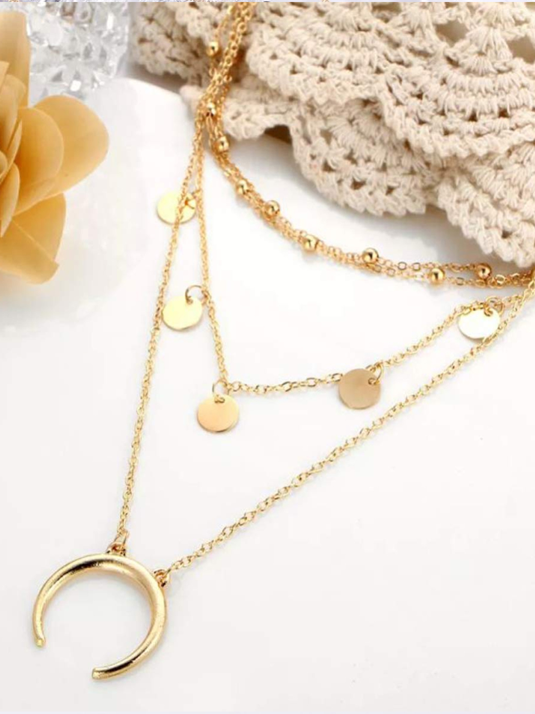 YouBella Stylish Jewellery Layered Gold Plated Multi Strand Necklace for Women (Golden, YBNK_5799)