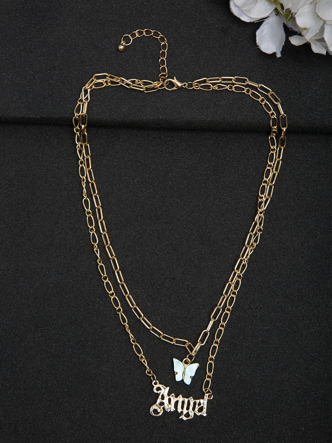 YouBella Stylish Layered Angel Gold Plated Multi Strand Necklace Jewellery for Women (Golden, YBNK_5801)