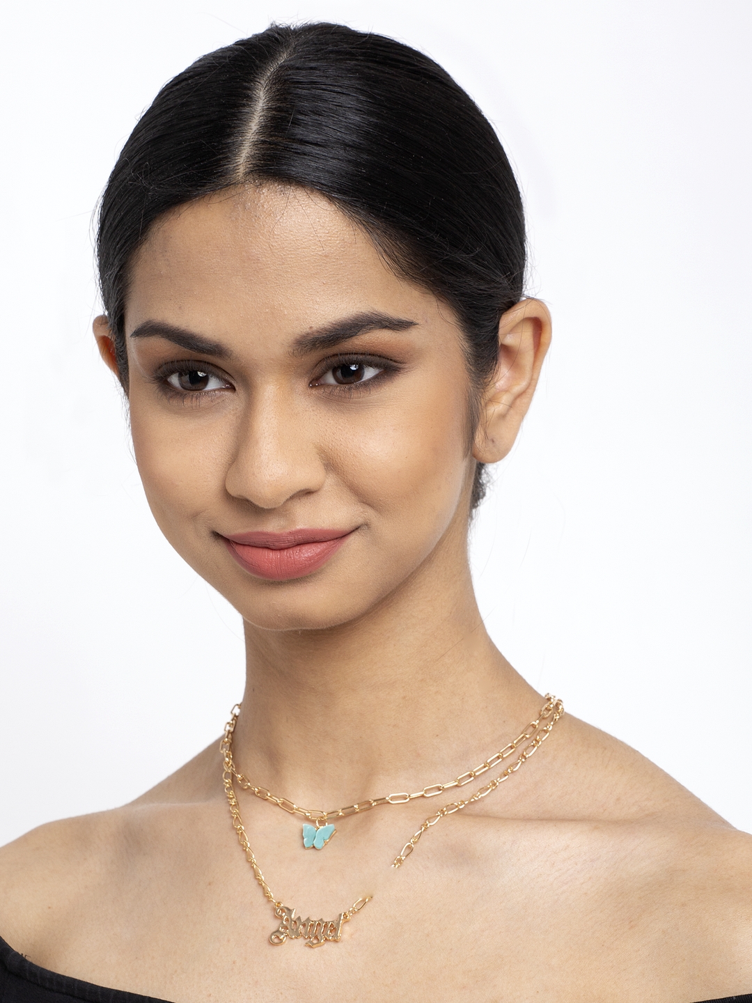 YouBella Stylish Layered Angel Gold Plated Multi Strand Necklace Jewellery for Women (Golden, YBNK_5801)