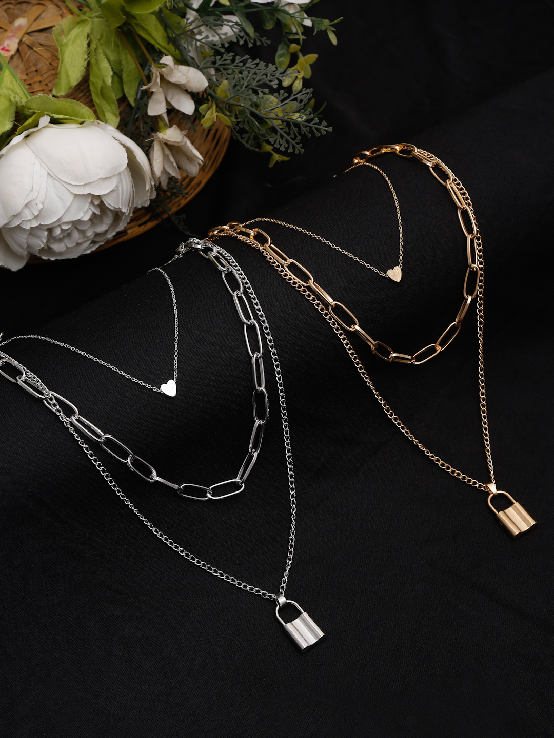 YouBella Jewellery for women Lock Pendant Necklace for Women & Girls (Combo)