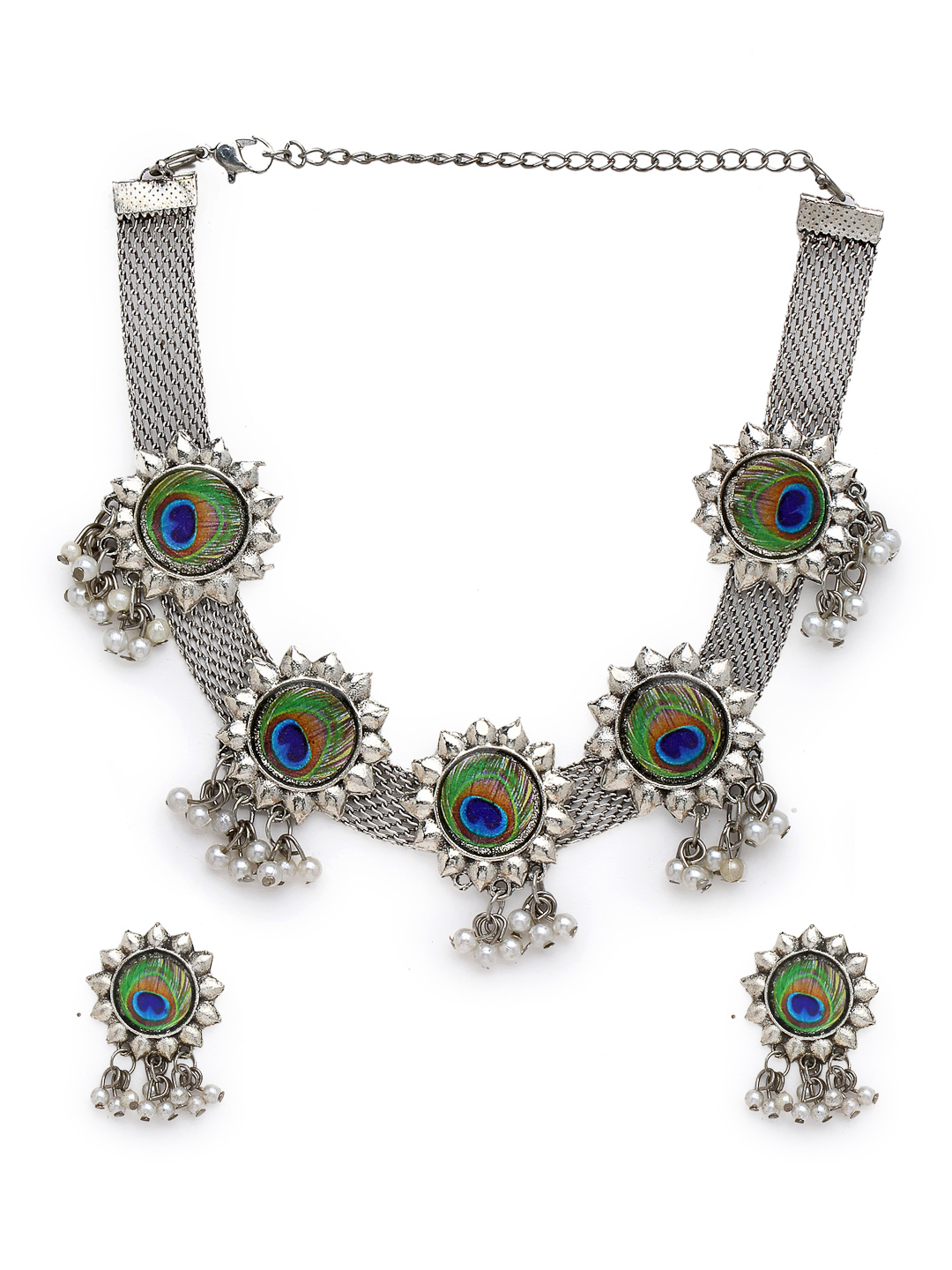 YouBella Jewellery for Women Aghani Tribal Oxidised Necklace Jewellery Set with Earrings for Women & Girls (Style 3)