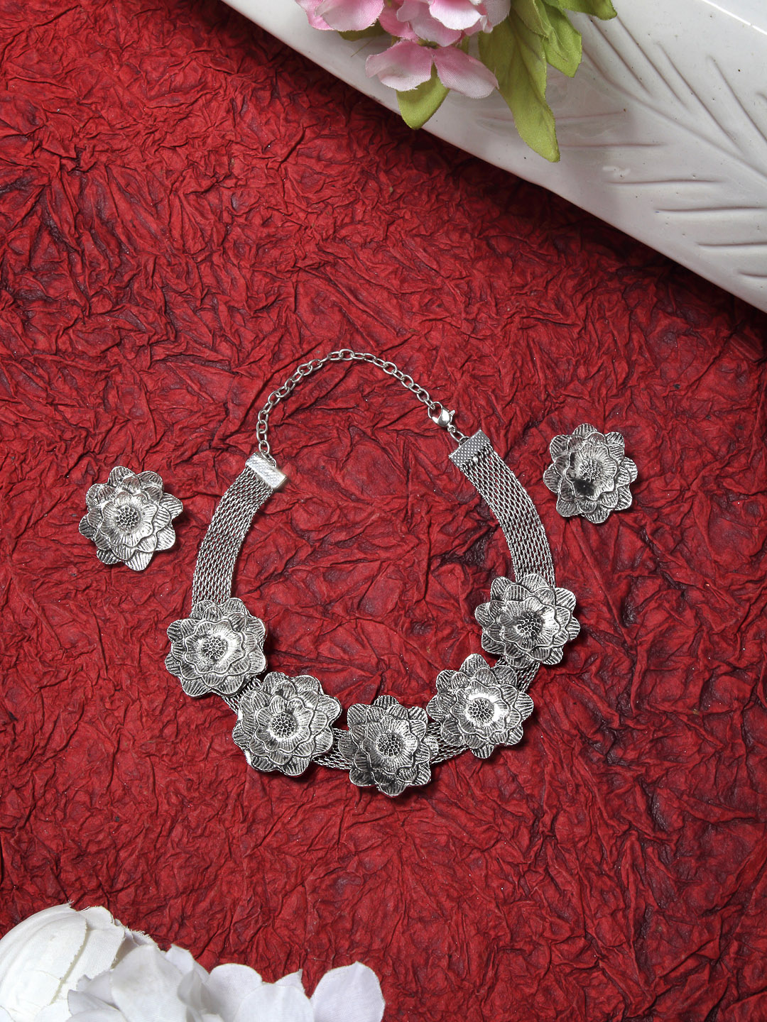 YouBella Jewellery for Women Aghani Tribal Oxidised Necklace Jewellery Set with Earrings for Women & Girls (Style 4)