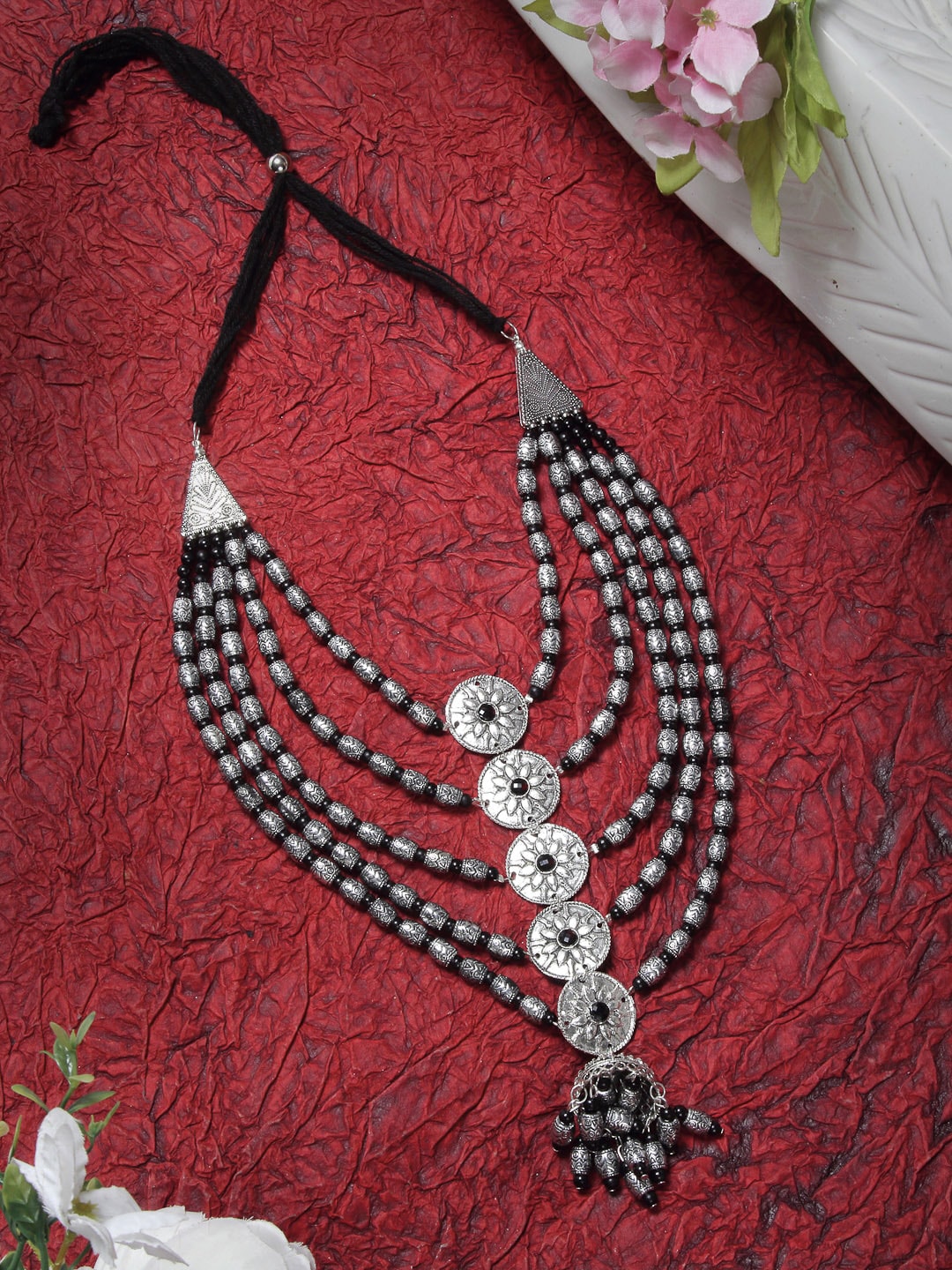 YouBella Silver-Toned Alloy Silver-Plated Oxidised Necklace