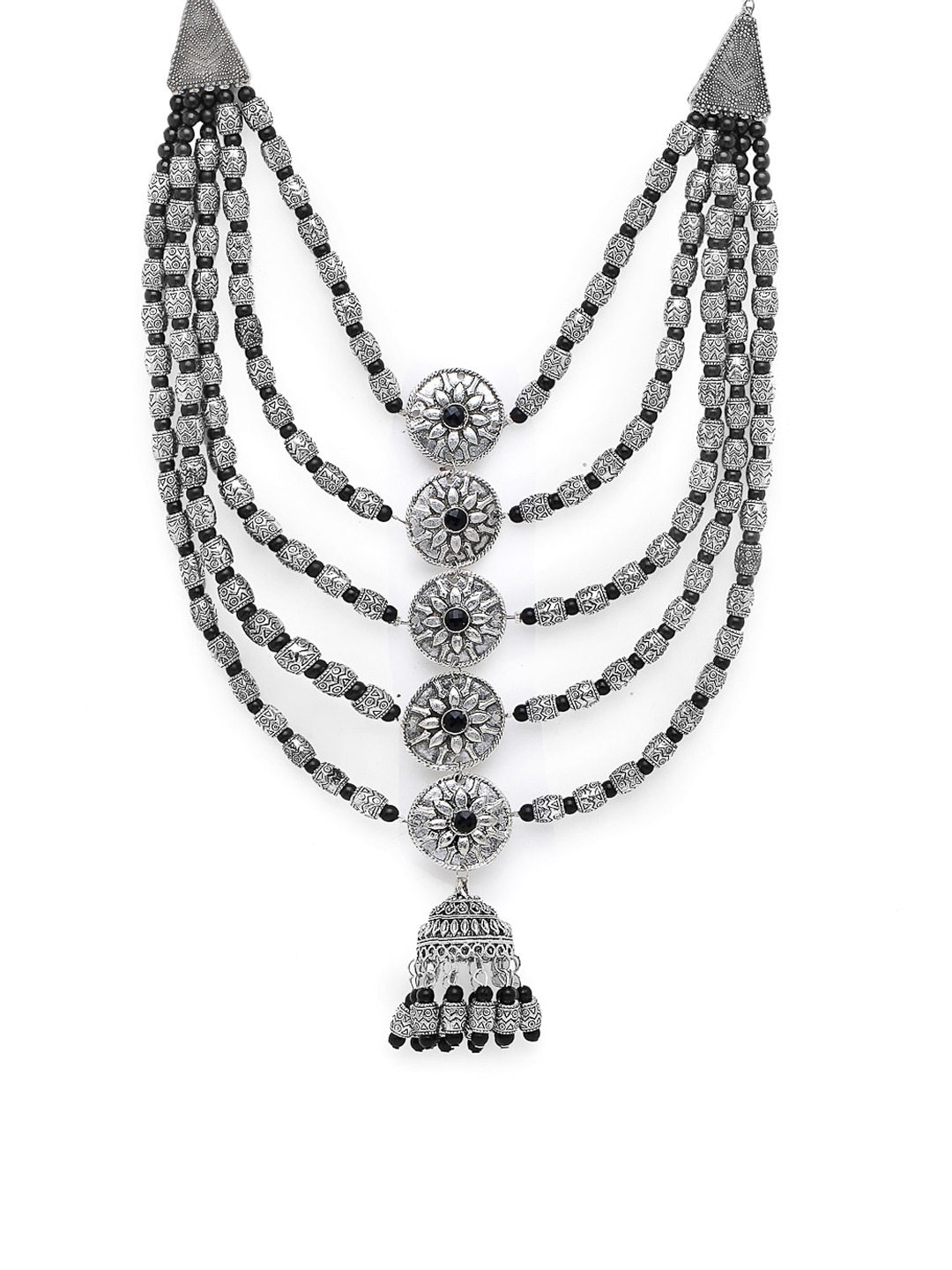 YouBella Silver-Toned Alloy Silver-Plated Oxidised Necklace