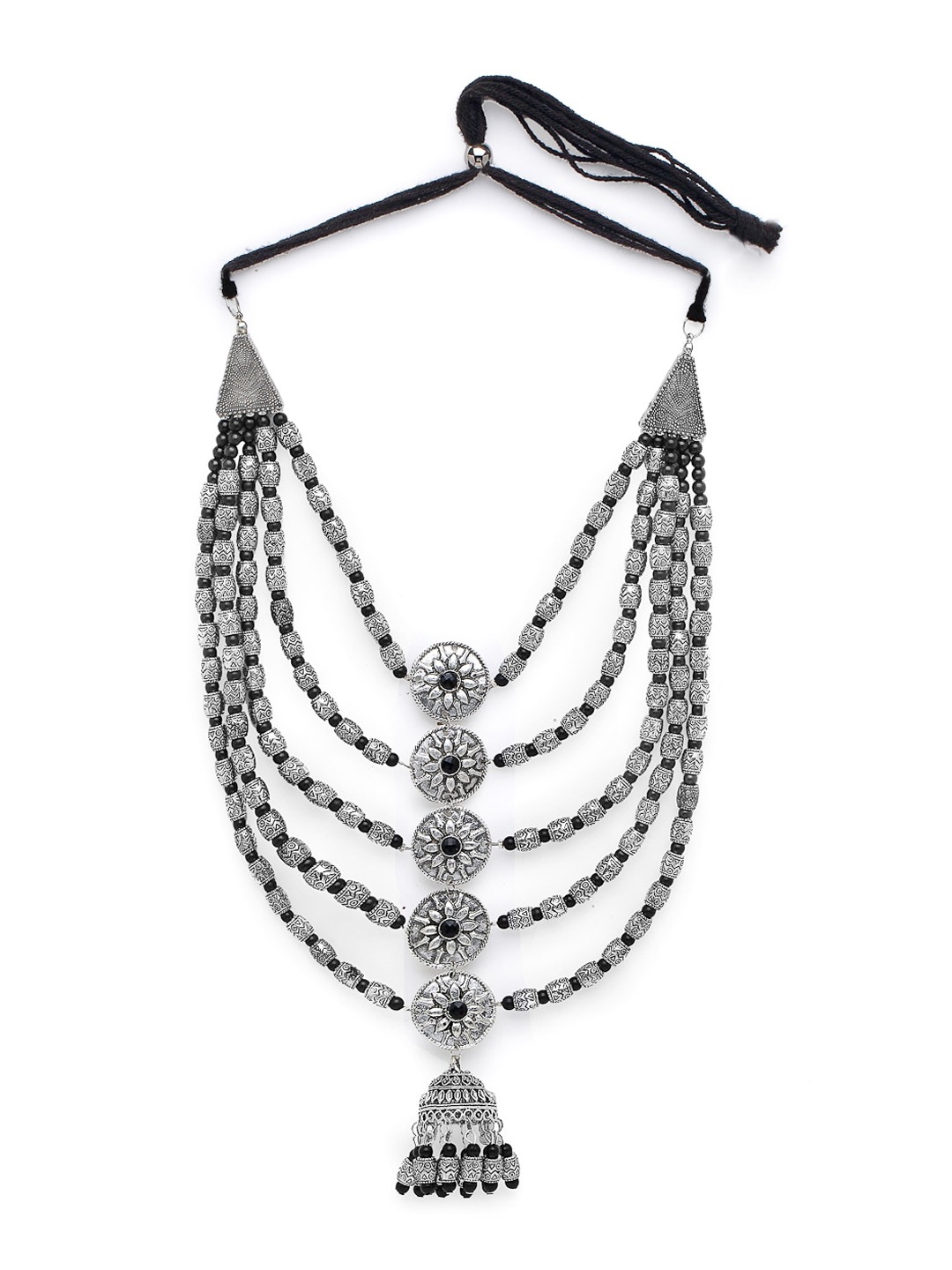 YouBella Silver-Toned Alloy Silver-Plated Oxidised Necklace