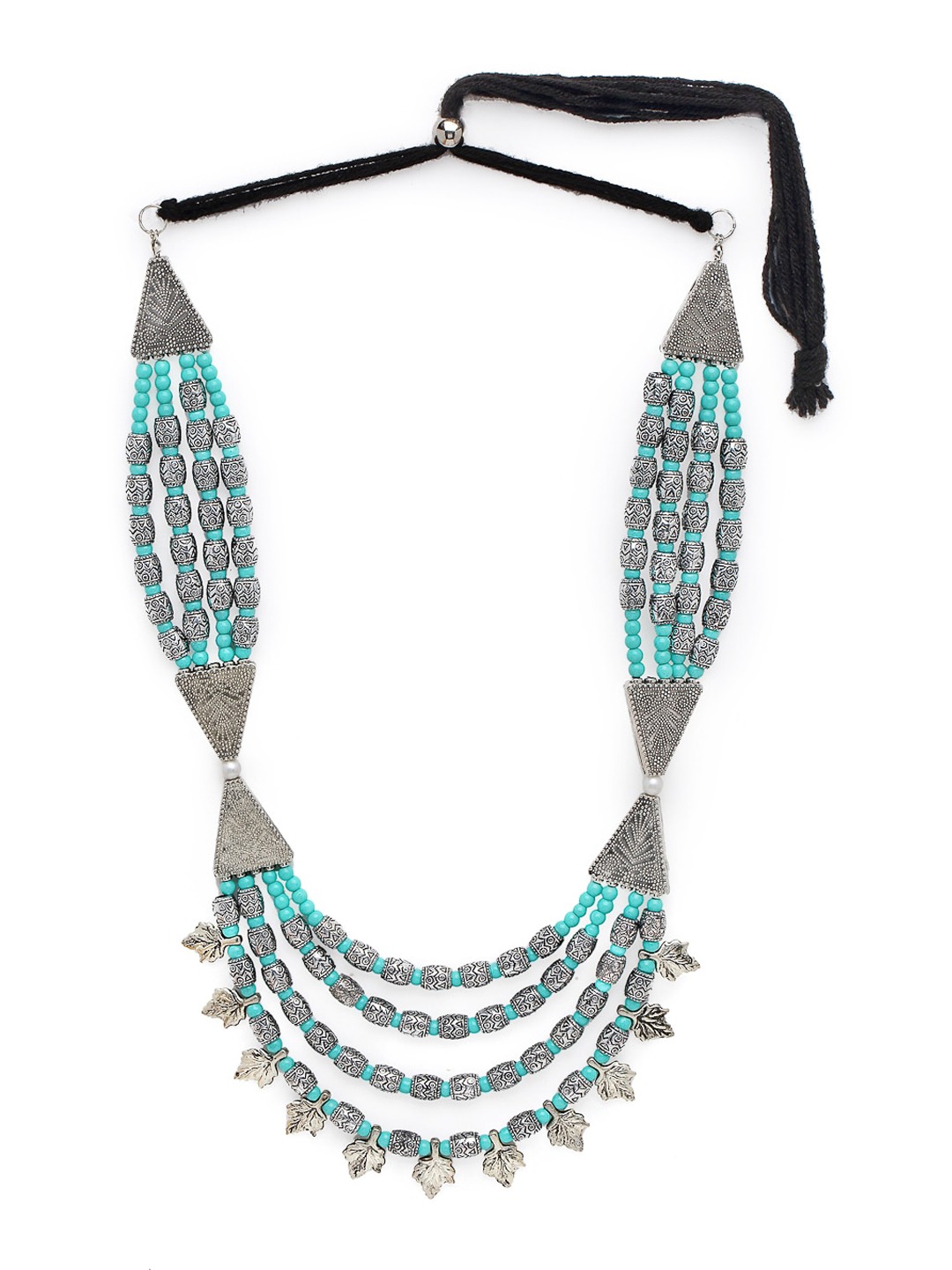 YouBella Silver-Toned  Blue Alloy Silver-Plated Handcrafted Necklace