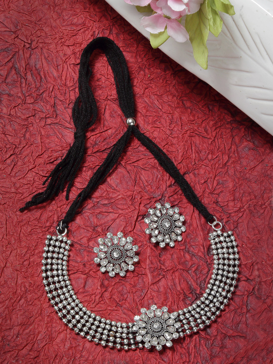 YouBella Jewellery for Women Aghani Tribal Oxidised Necklace Jewellery Set with Earrings for Women & Girls (Style 1)