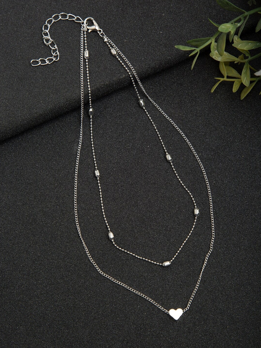 YouBella Gold-Toned & Silver-Toned Alloy Gold-Plated Set of 2 Layered Chains