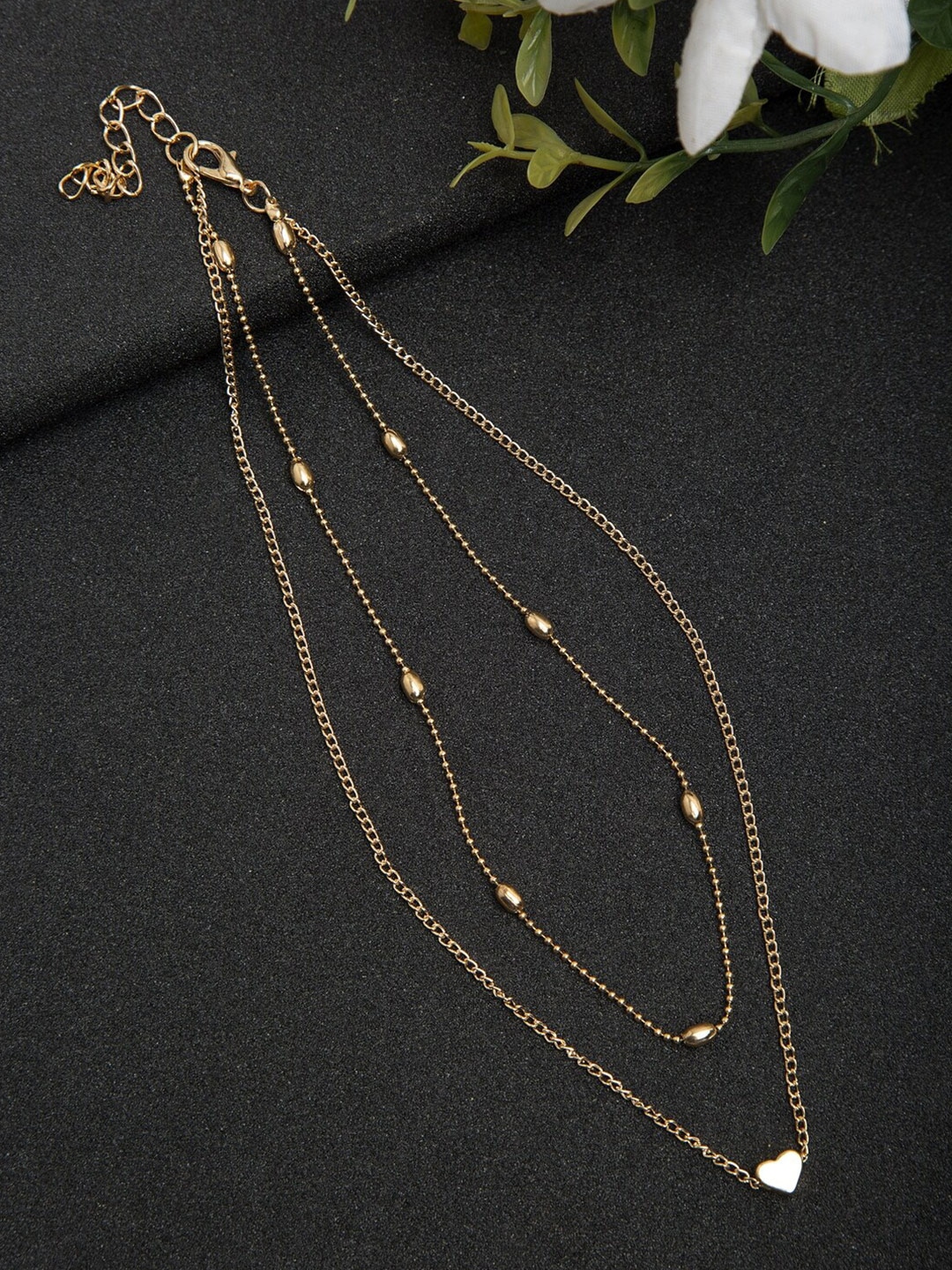 YouBella Gold-Toned & Silver-Toned Alloy Gold-Plated Set of 2 Layered Chains