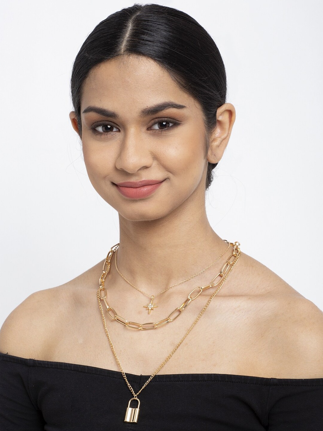 YouBella Gold-Toned Alloy Gold-Plated Layered Chain