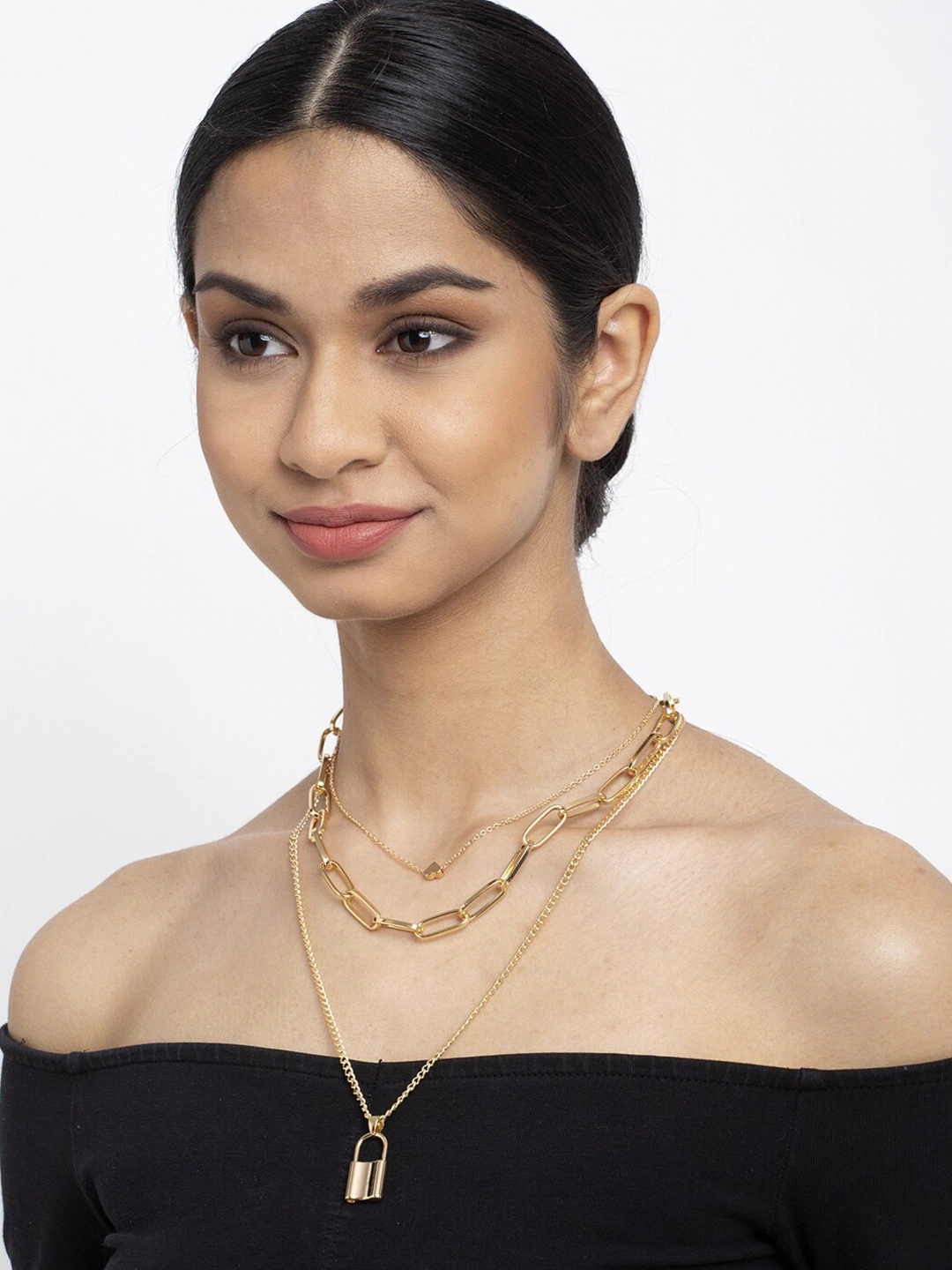 YouBella Set Of 2 Gold-Plated Gold-Plated Layered Chain