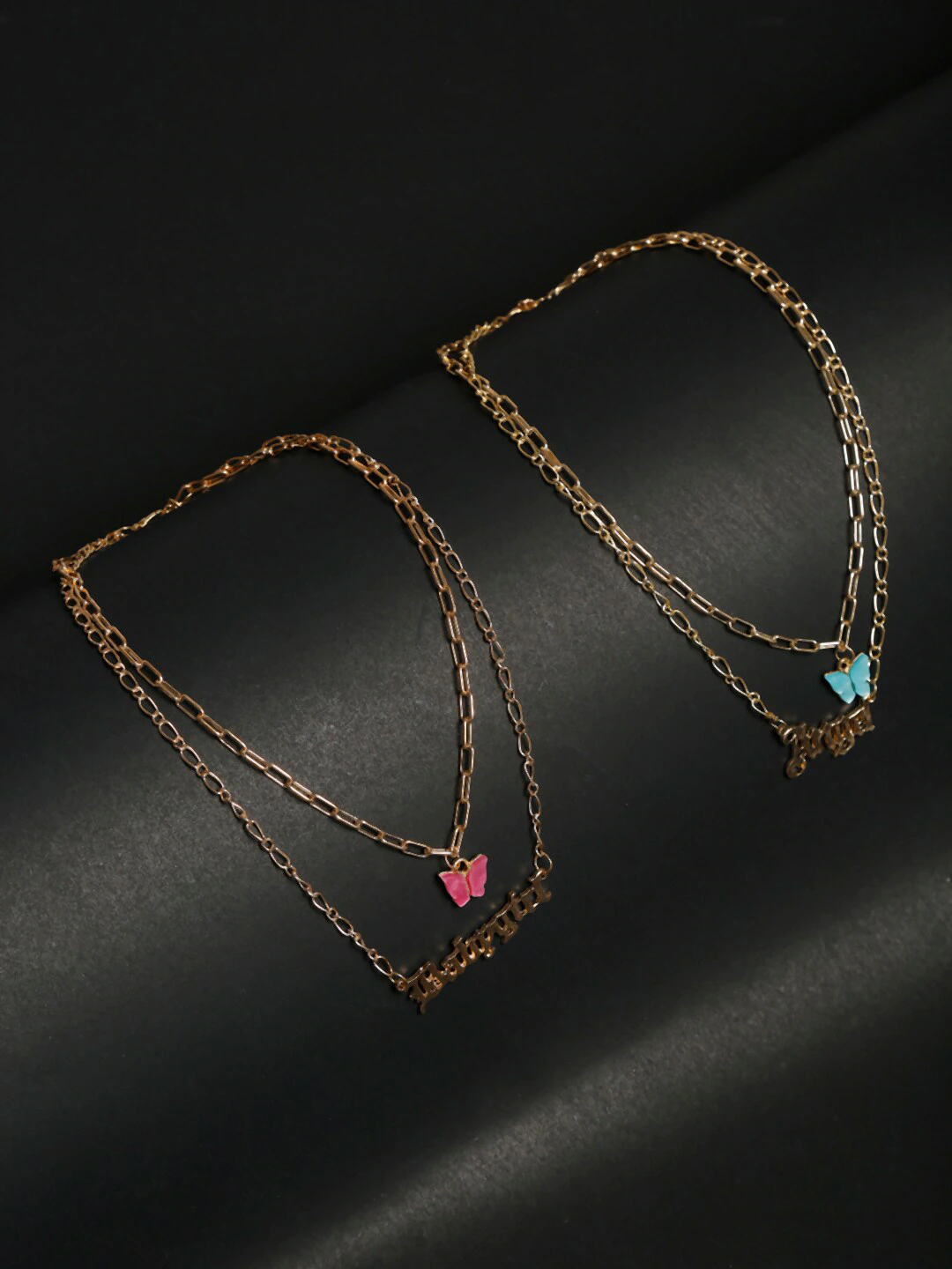 YouBella Set Of 2 Gold-Plated & Pink Gold-Plated Layered Chain