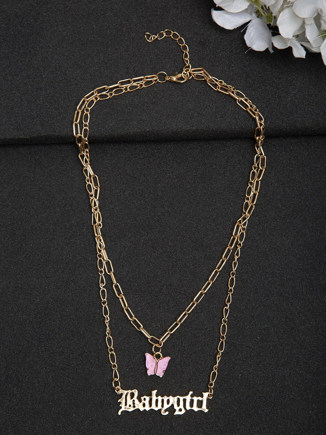 YouBella Set Of 2 Gold-Plated & Pink Gold-Plated Layered Chain