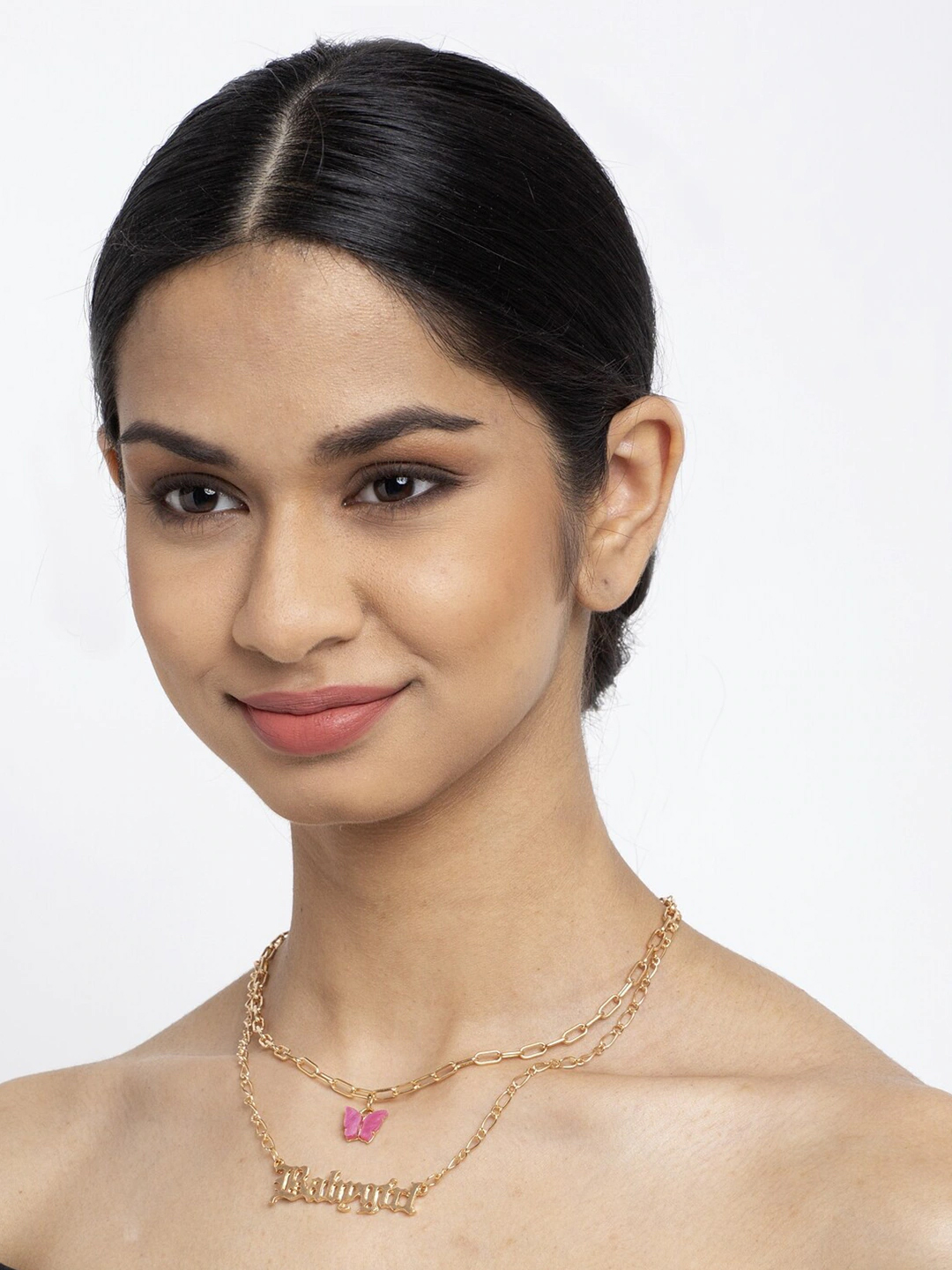 YouBella Set Of 2 Gold-Plated & Pink Gold-Plated Layered Chain