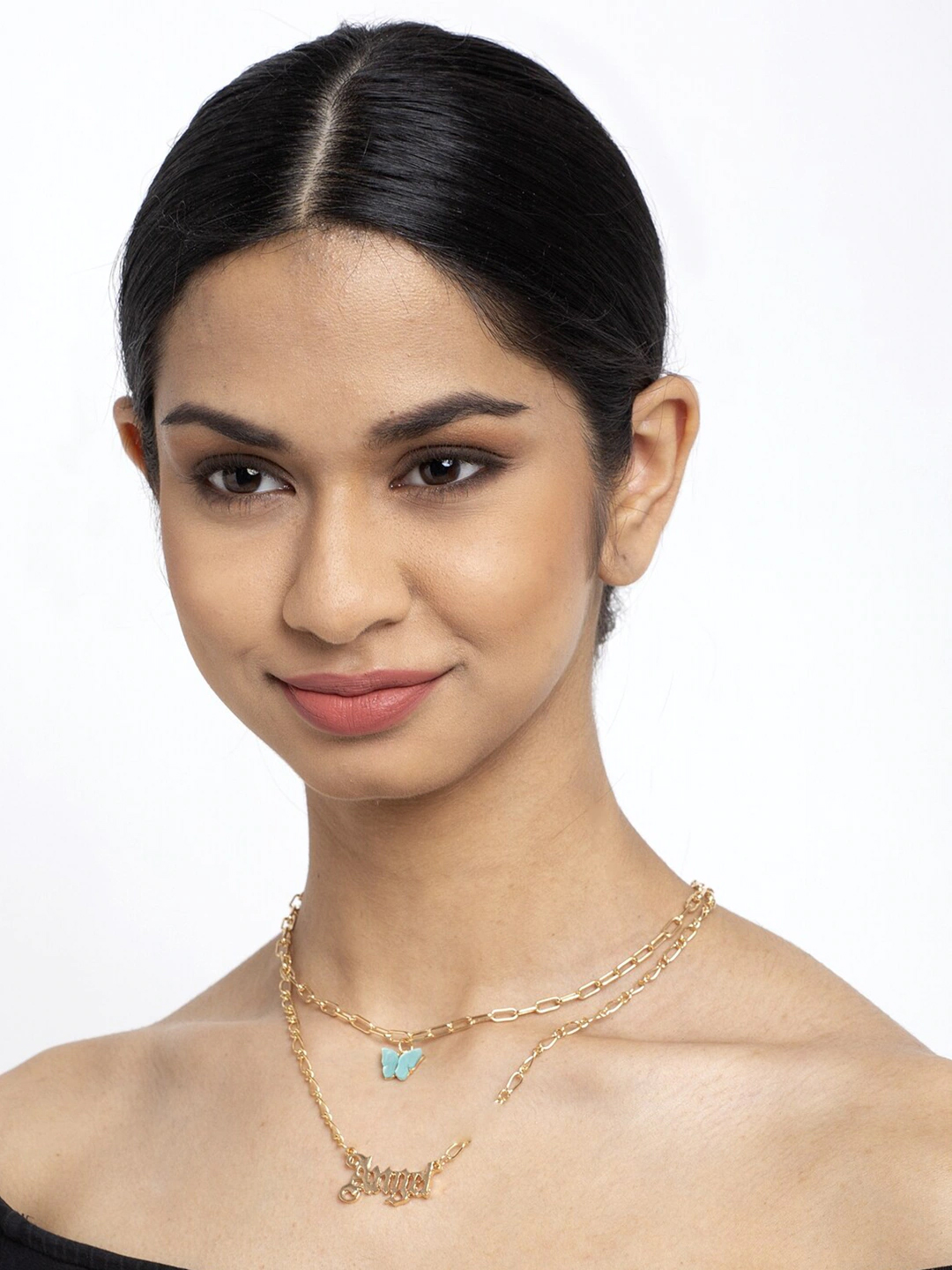 YouBella Set Of 2 Gold-Plated & Pink Gold-Plated Layered Chain