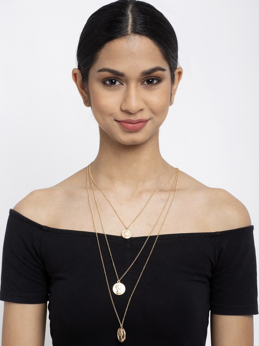 YouBella Gold-Toned Alloy Gold-Plated Set of 2 Layered Necklaces