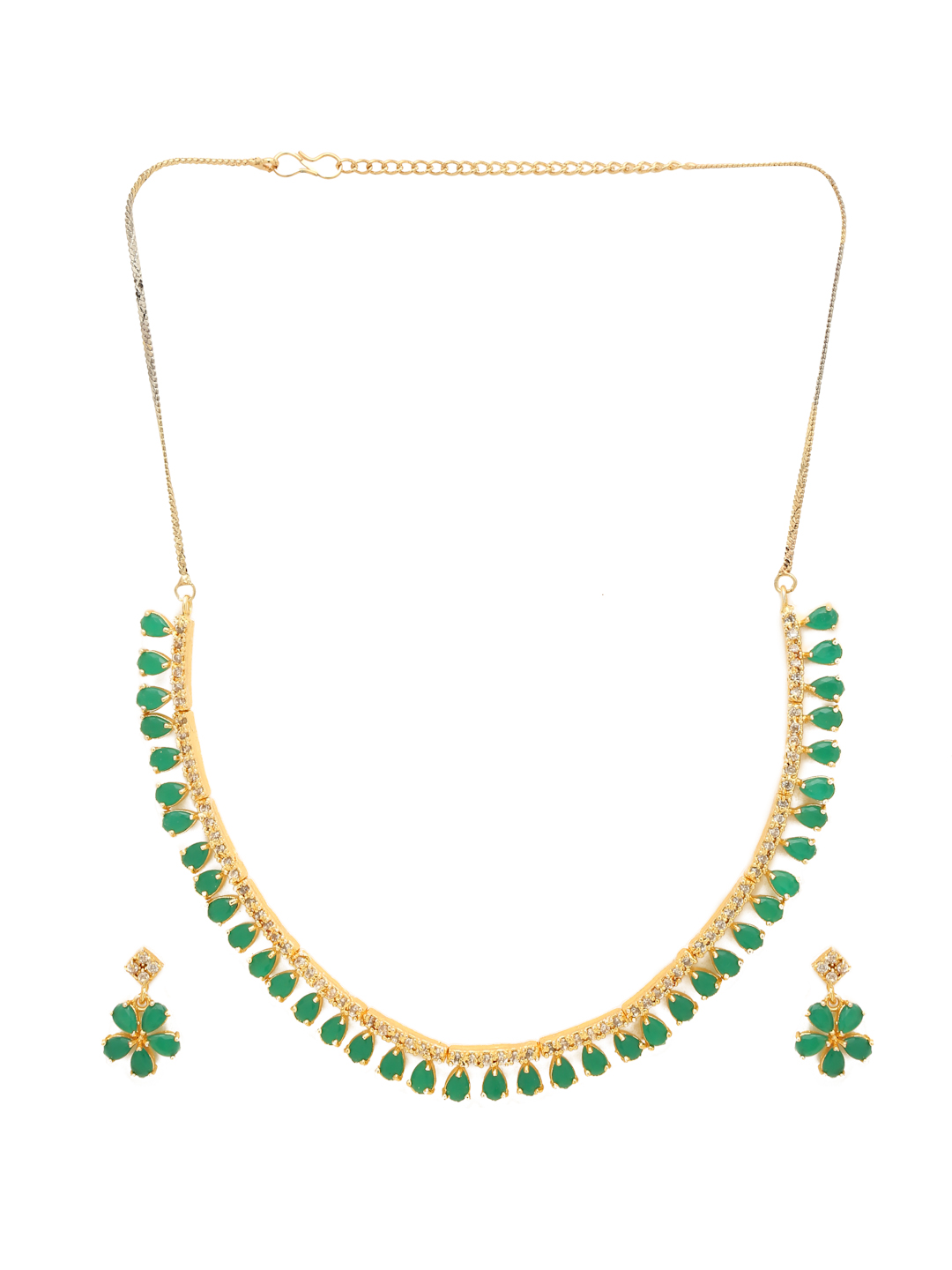 YouBella Jewellery Sets for Women Latest Design Crystal Necklace Jewellery set with Earrings For Girls/Women (Green)