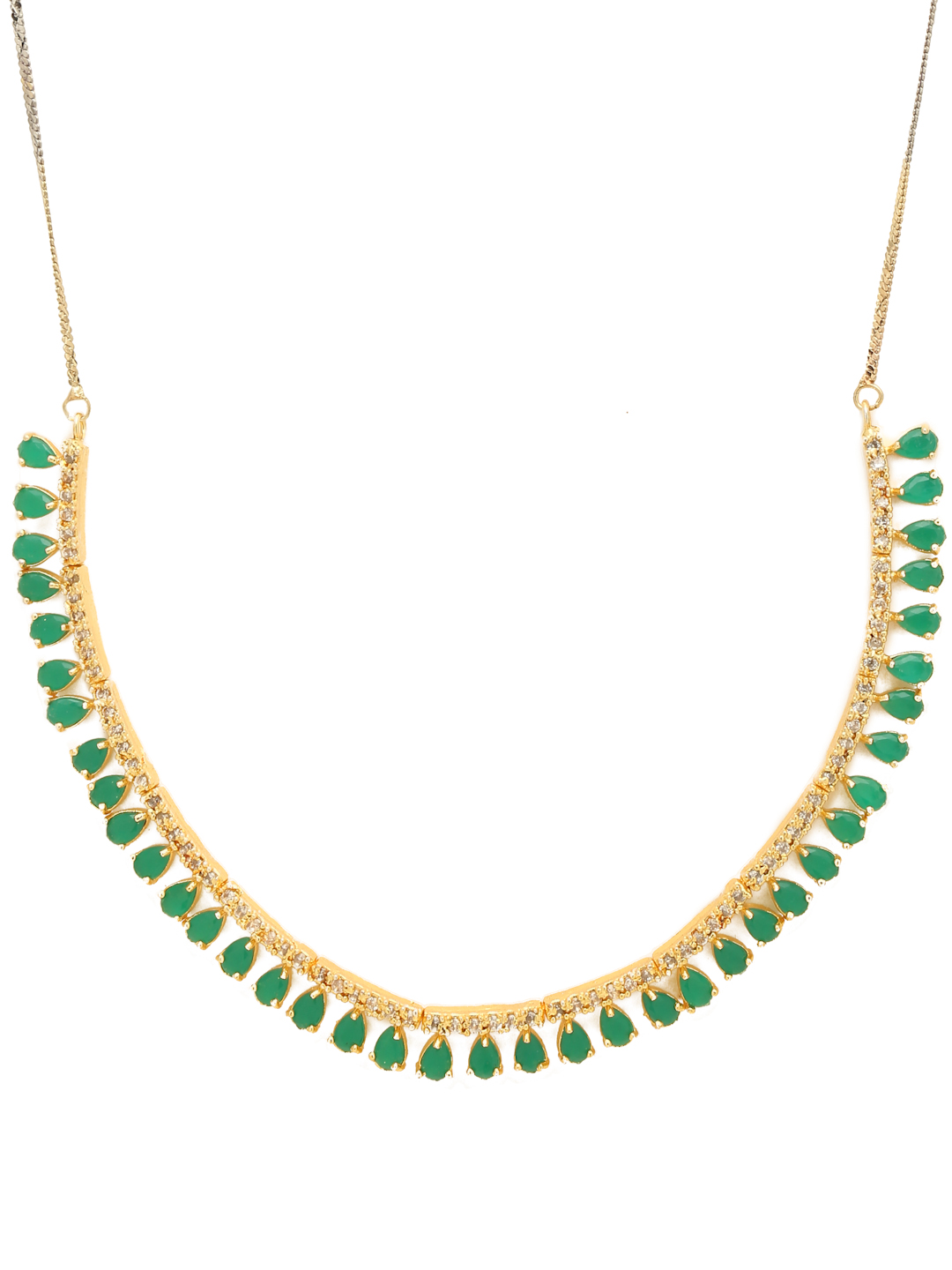 YouBella Jewellery Sets for Women Latest Design Crystal Necklace Jewellery set with Earrings For Girls/Women (Green)