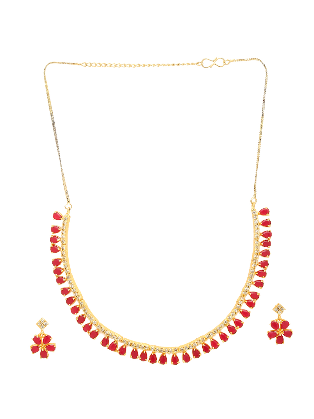 YouBella Jewellery Sets for Women Latest Design Crystal Necklace Jewellery set with Earrings For Girls/Women (Red)