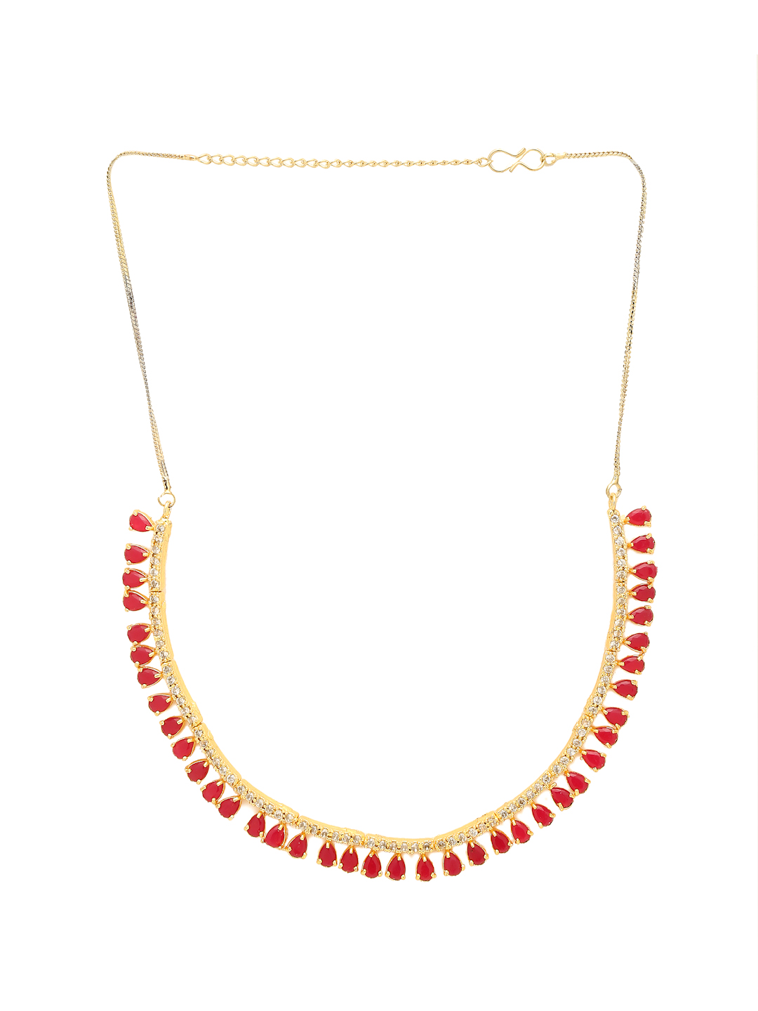 YouBella Jewellery Sets for Women Latest Design Crystal Necklace Jewellery set with Earrings For Girls/Women (Red)