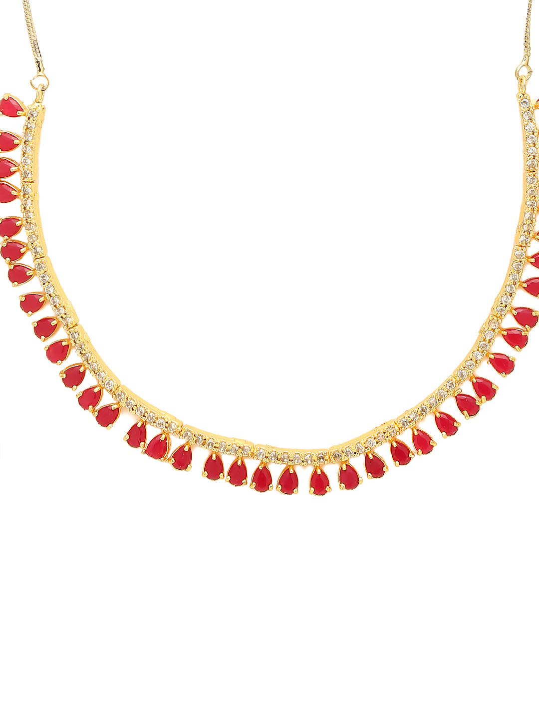 YouBella Jewellery Sets for Women Latest Design Crystal Necklace Jewellery set with Earrings For Girls/Women (Red)