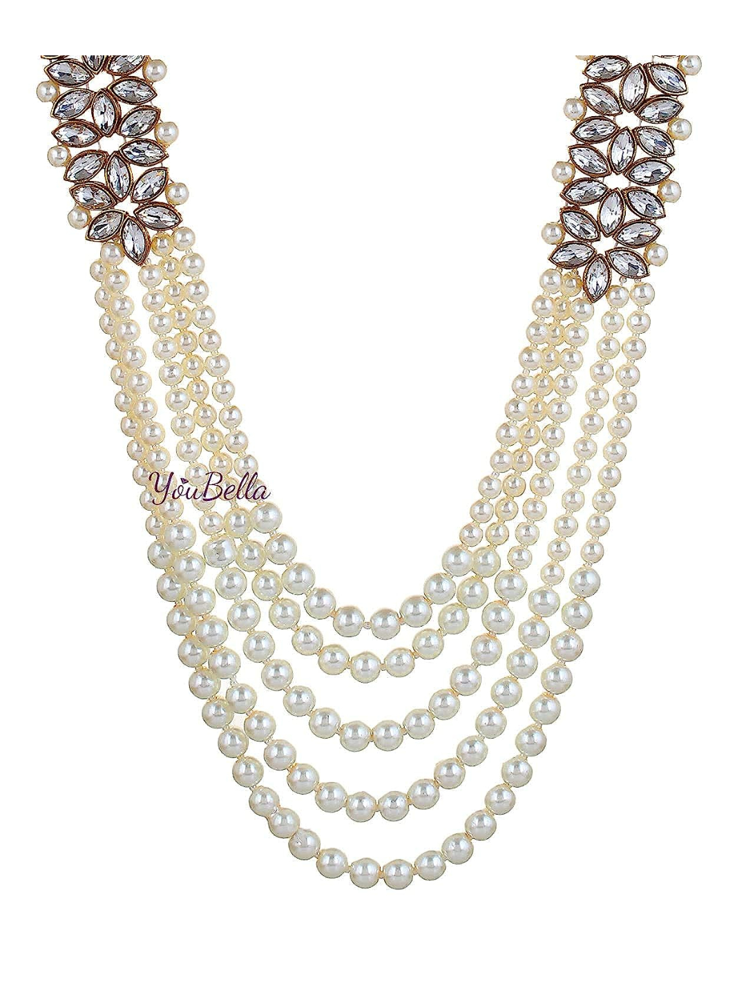 YouBella Jewellery Stylish Pearl Jewellery Set Combo with Earrings and Maang Tikka for Women and Girls