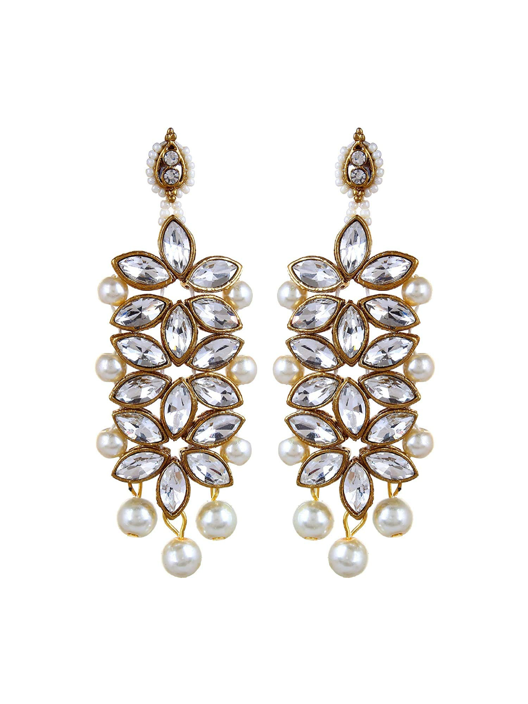 YouBella Jewellery Stylish Pearl Jewellery Set Combo with Earrings and Maang Tikka for Women and Girls