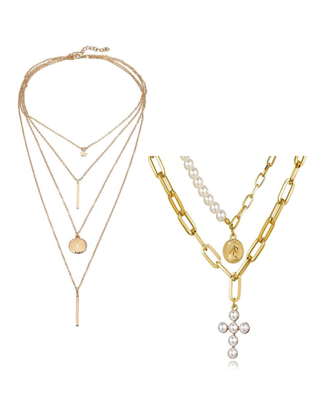 YouBella Jewellery Stylish Combo of Two Necklace Chains for Women and Girls (Style 5)