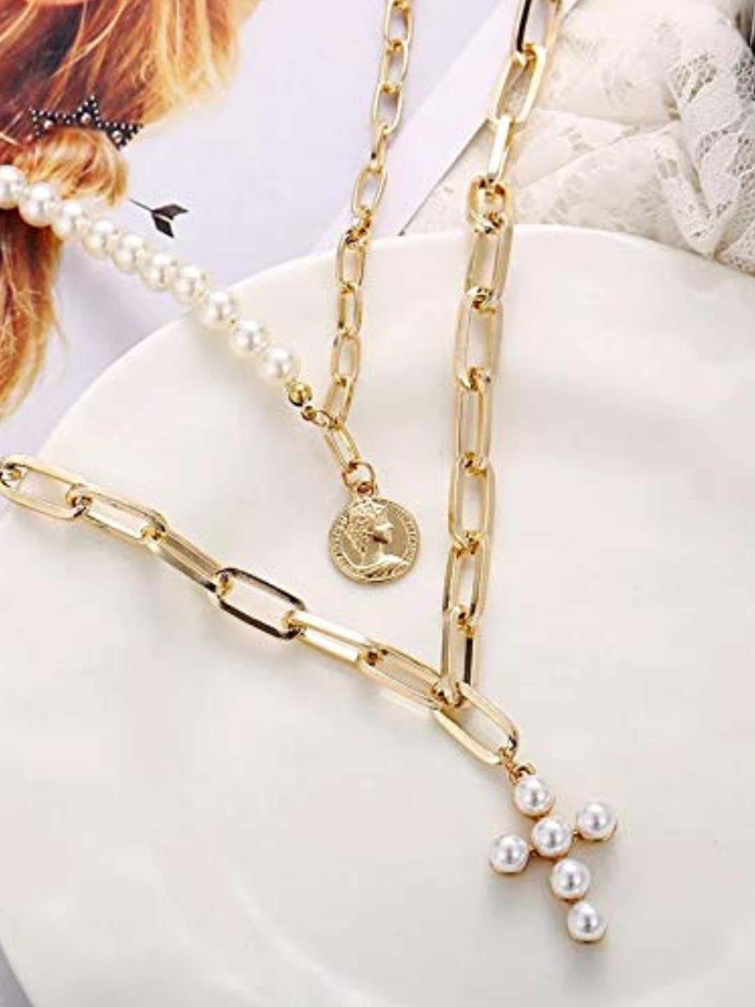 YouBella Jewellery Stylish Combo of Two Necklace Chains for Women and Girls (Style 5)