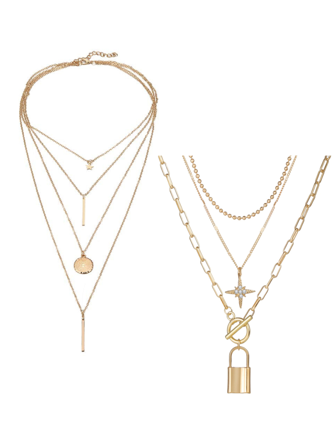 YouBella Jewellery Stylish Combo of Two Necklace Chains for Women and Girls (Style 1)