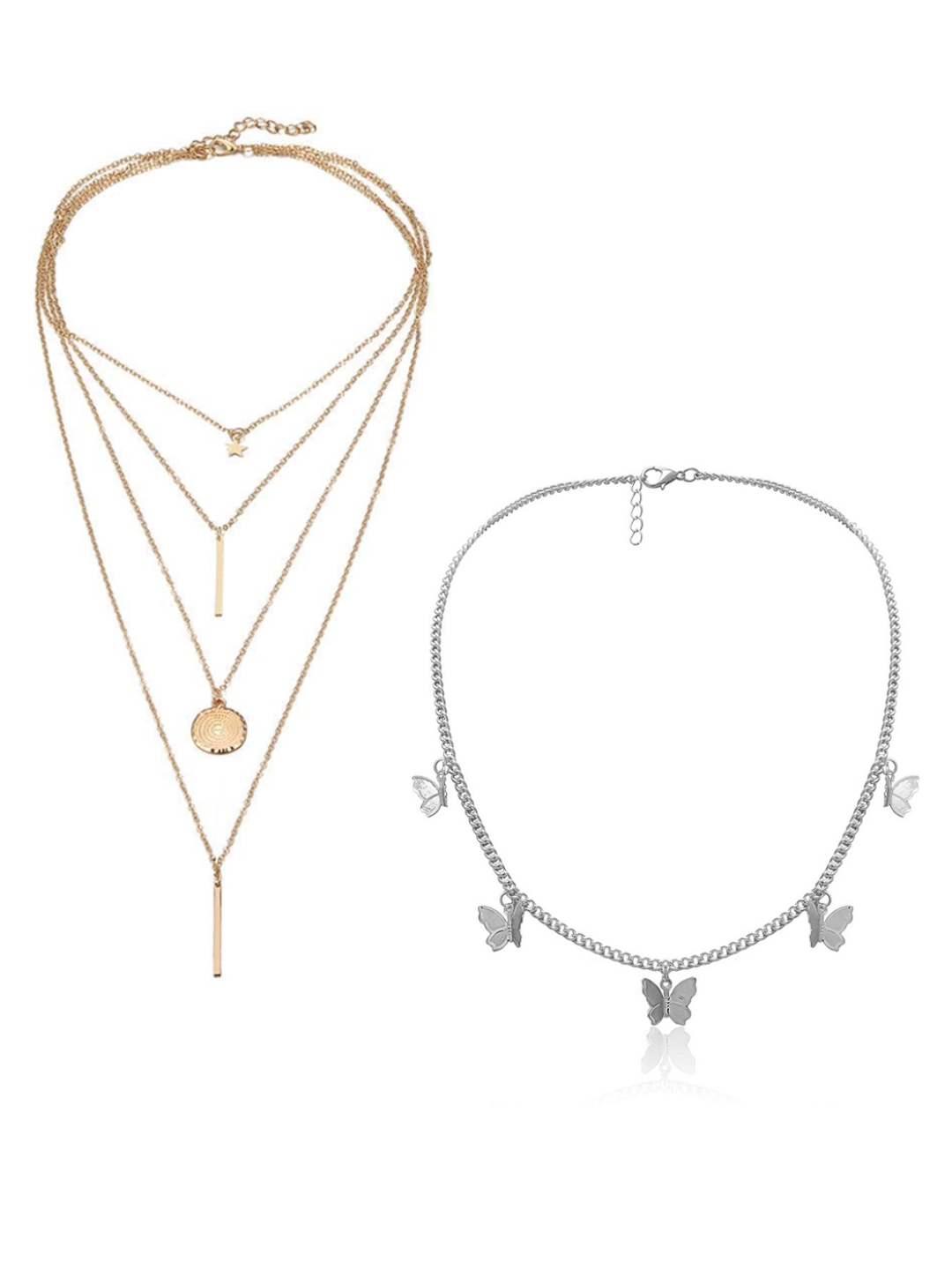 YouBella Jewellery Stylish Combo of Two Necklace Chains for Women and Girls (Style 3)